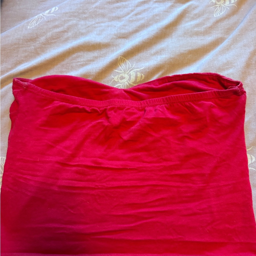 Red Strapless Top - Picture 3 of 3